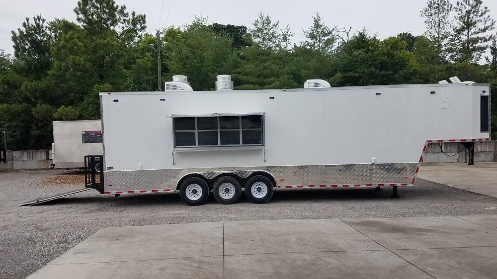 8.5' x 35' White Goose-neck Concession Food Trailer