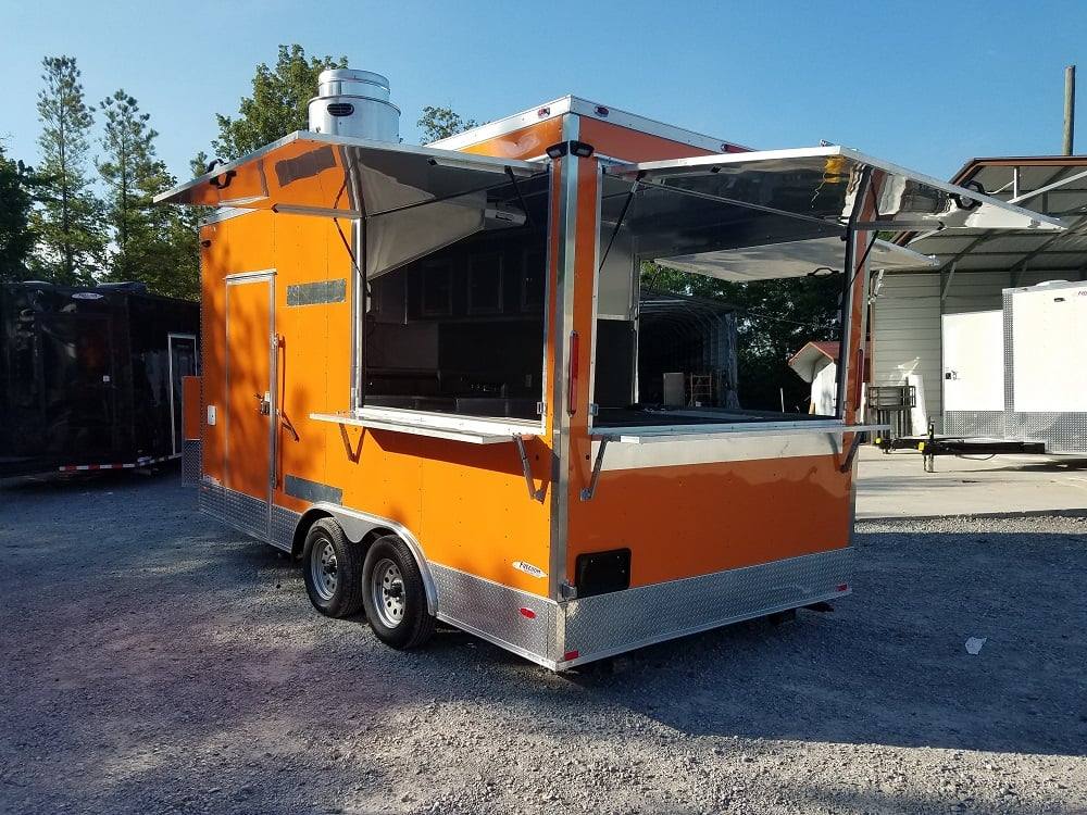 8.5' x 16' Orange Shaved Ice Concession Food Trailer