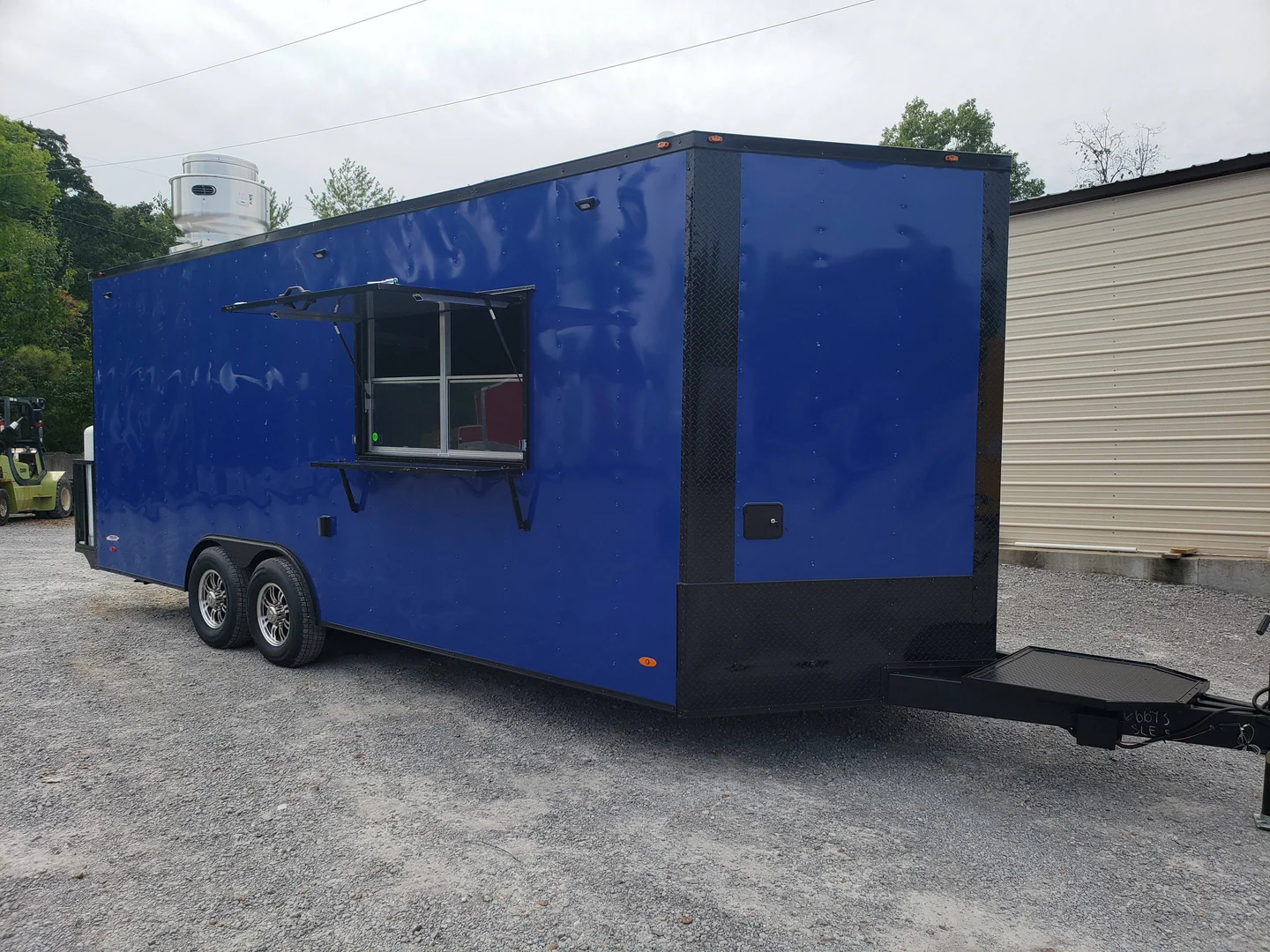 8.5' x 22' Cobalt Blue Concession Trailer with Restroom