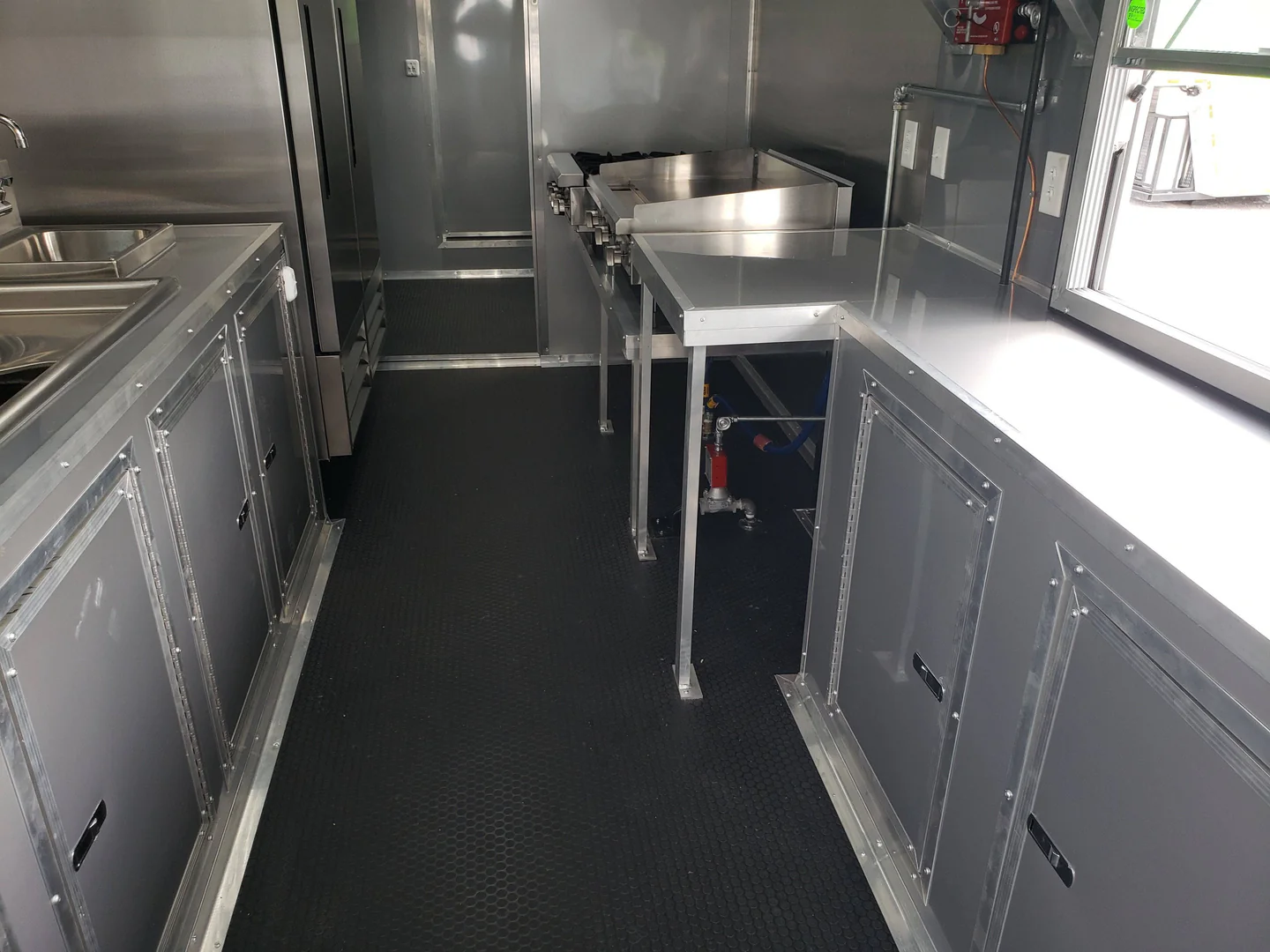 8.5' x 30' Black and Cobalt Blue BBQ Porch Style Concession Trailer - Image 3