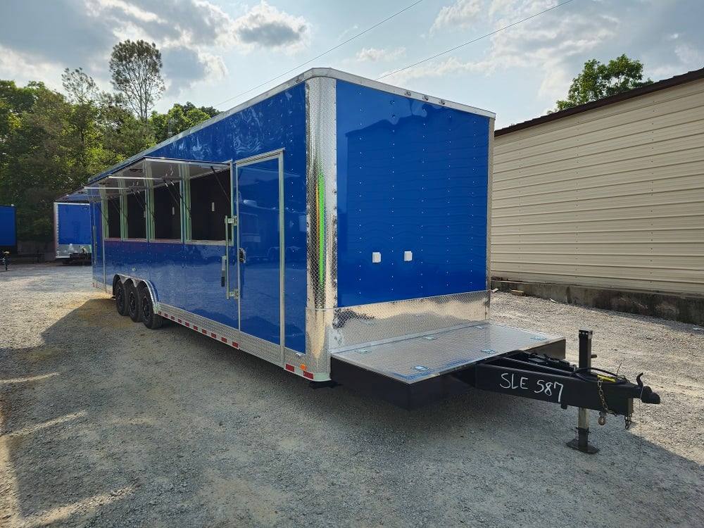 8.5' X 32' Blue Video Game Arcade Concession Trailer