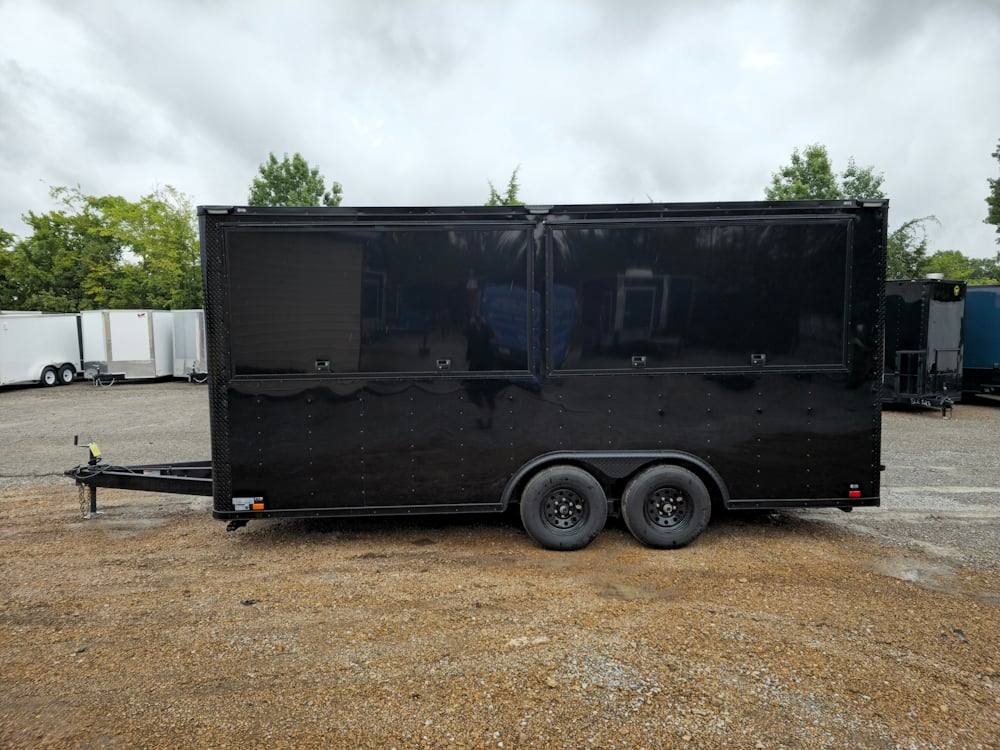 8.5' X 18' Concession Trailer Black Marketing Event T-Shirts - Image 3