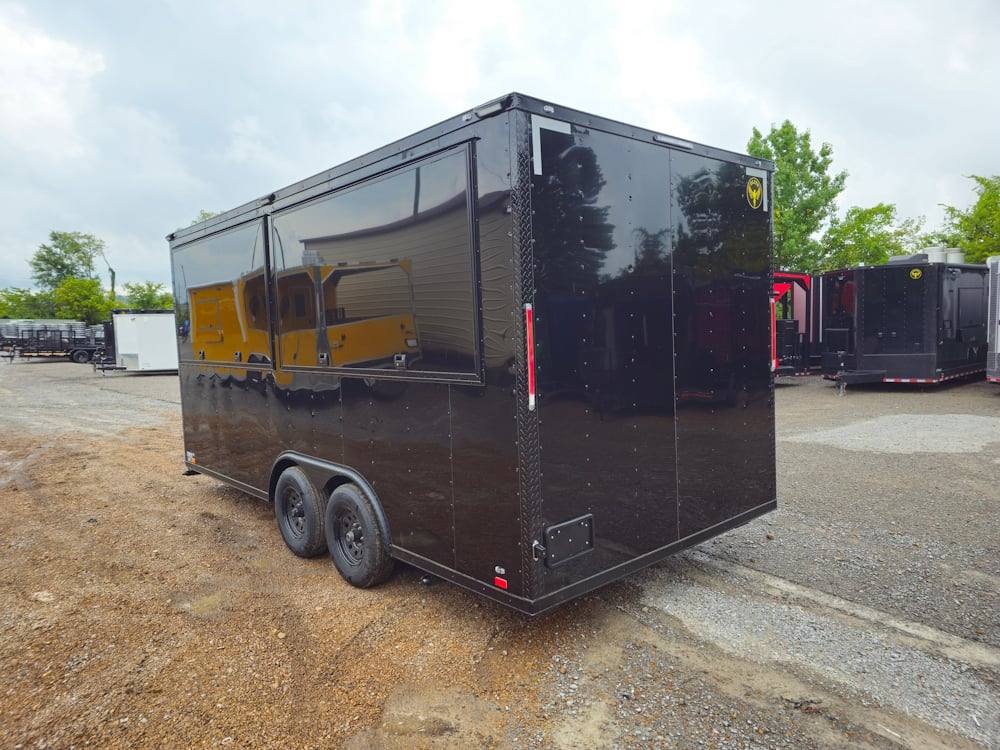 8.5' X 18' Concession Trailer Black Marketing Event T-Shirts - Image 4