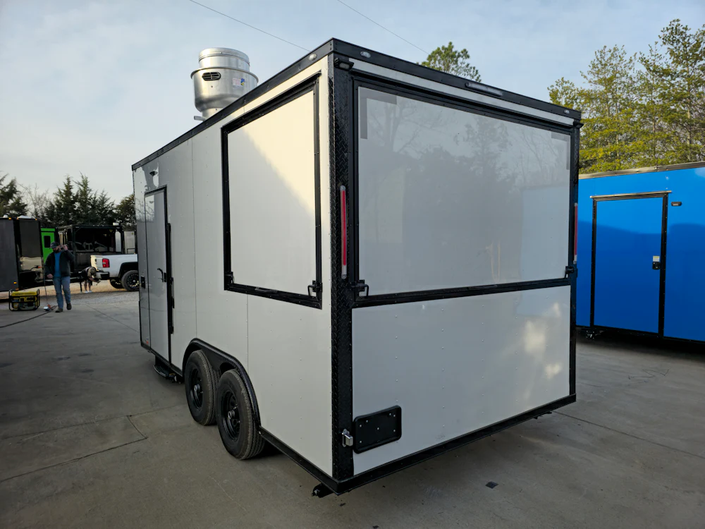 8.5' X 16' Concession Trailer White W/Black Trim Food Event Catering - Image 4