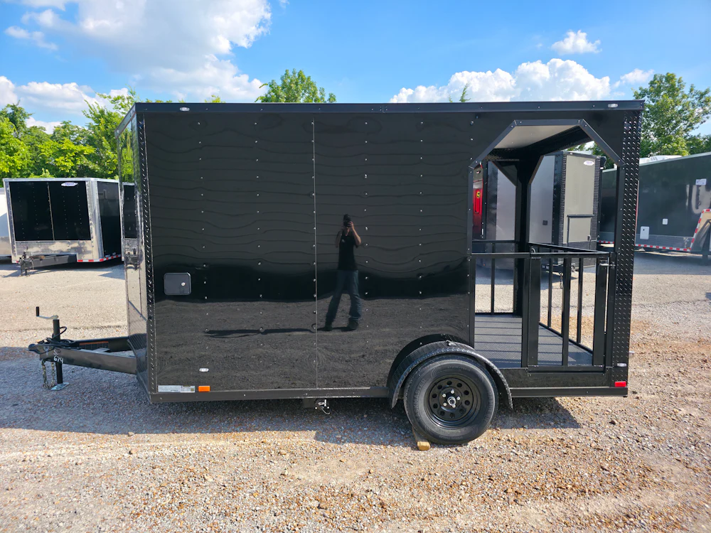 7' X 12' Black With Blackout Elite Porch Trailer With Built-In Sink - Image 3