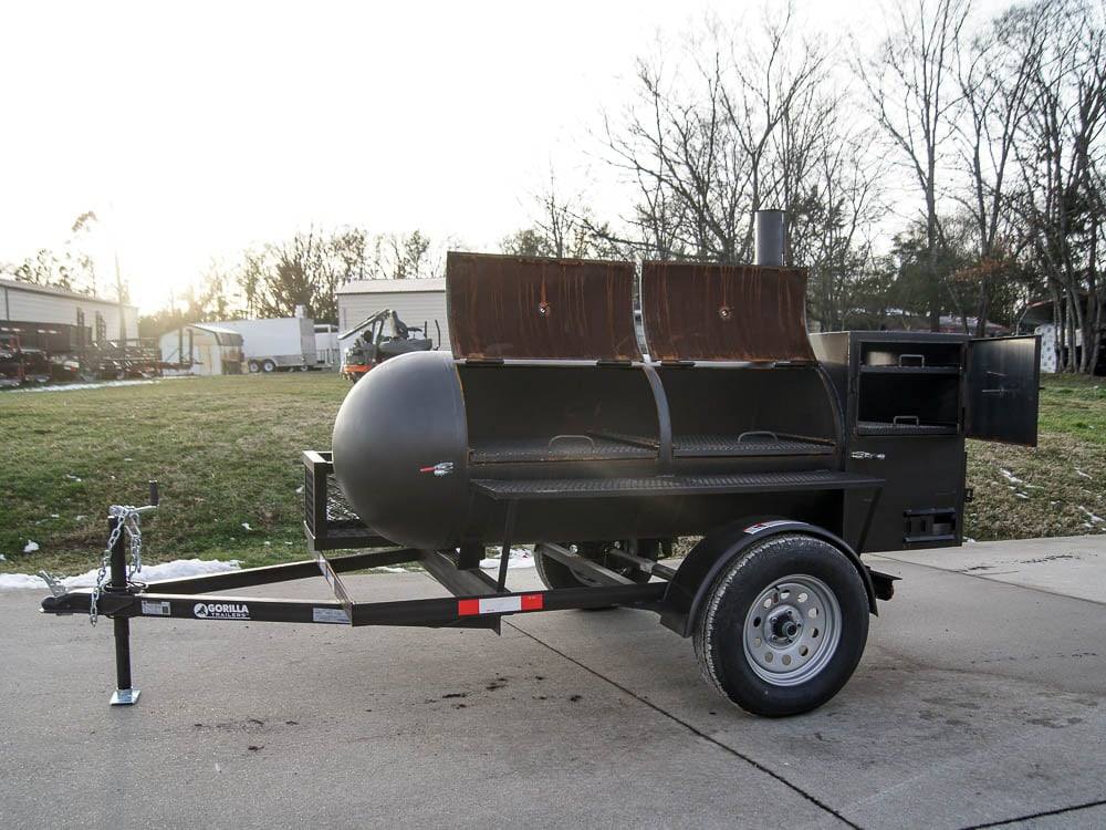 Smoker Trailer Pull Behind Wood 59"x 29" Charcoal Pit Wood Cage BBQ Cooker - Image 2