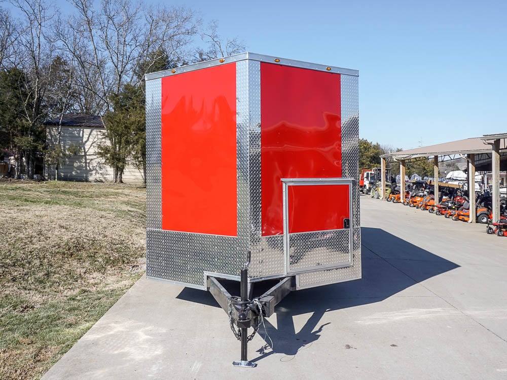 8.5 x 22 Red V-Nose BBQ Porch Concession Trailer