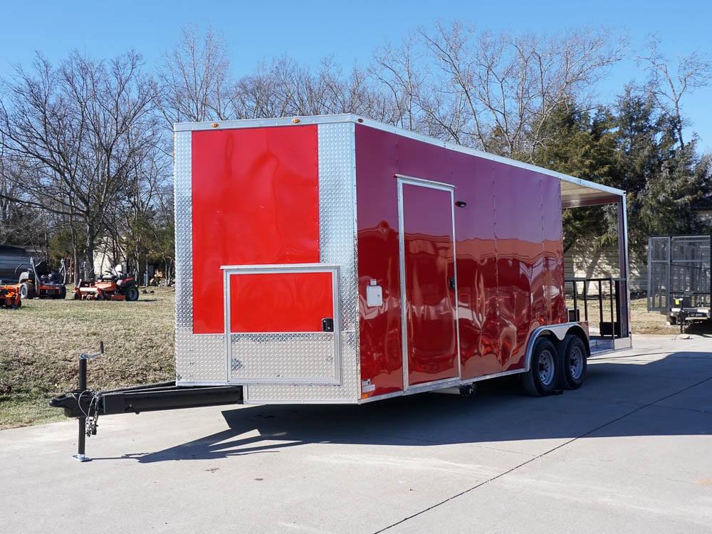8.5 x 22 Red V-Nose BBQ Porch Concession Trailer - Image 2