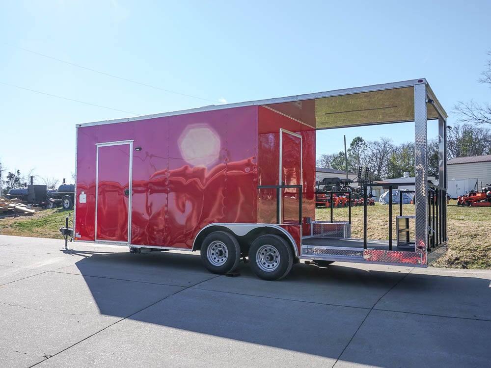 8.5 x 22 Red V-Nose BBQ Porch Concession Trailer - Image 3