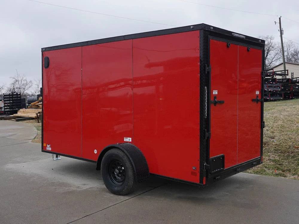 6x12 Enclosed Trailer Red V-Nose Blackout Package 3,500lb Axle Storage - Image 4