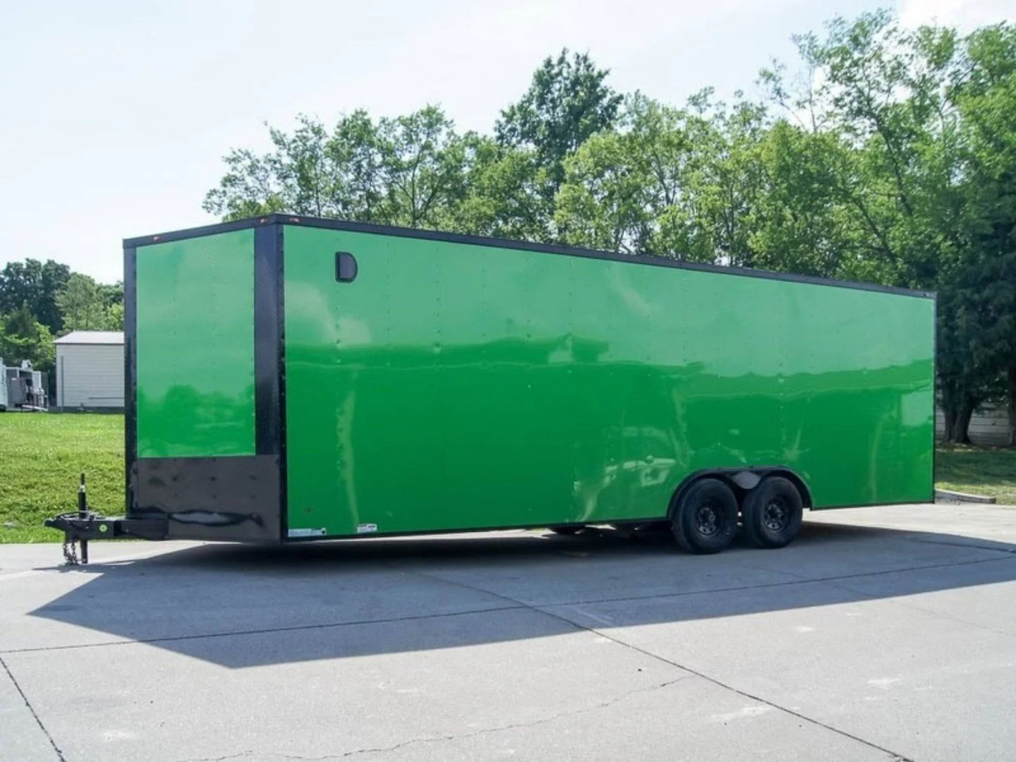 8.5x24 Lime Green Enclosed Trailer with Blackout Package (2) 5200lb Axles Storage