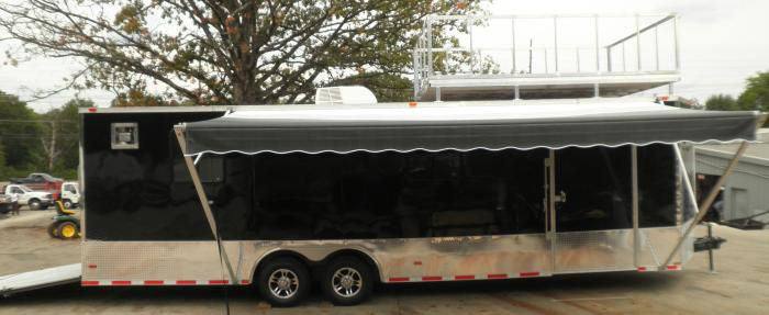 Enclosed Trailer 8.5'x28' Black - Extended Roof Observation Deck Storage