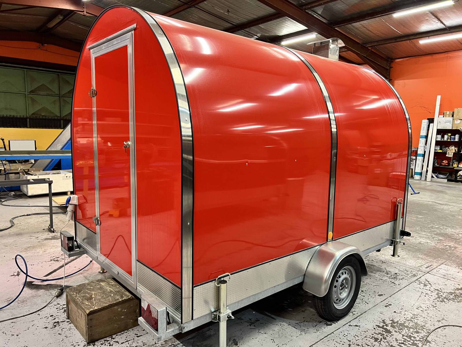 Red Custom Street Mobile Food Concession Trailer.