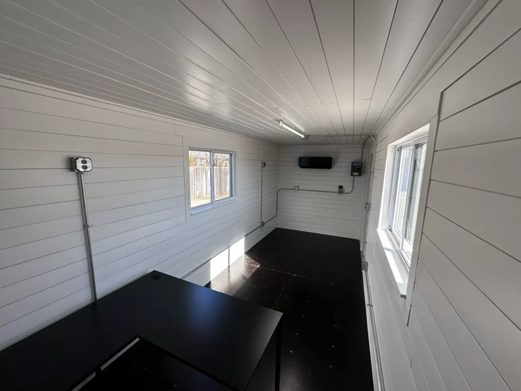 20 ft 20’ Slate Gray Shiplap 120V Shipping Container Office Minisplit - Image 4