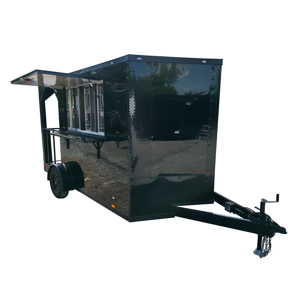 7' X 12' Black With Blackout Elite Porch Trailer With Built-In Sink